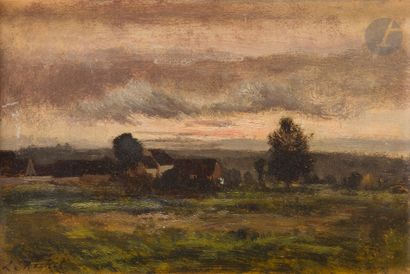 Léon RICHET (1847-1907)
Hamlet at sunset
Oil...