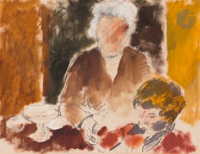 null Charles DUFRESNE (1876-1938)
The Lesson
Oil and ink on paper.
Signed at the...