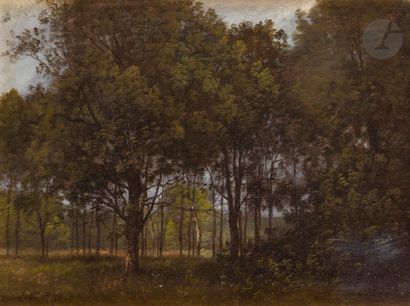 null Léon RICHET (1847-1907)
Undergrowth
Oil on paper pasted on canvas.
Signed lower...