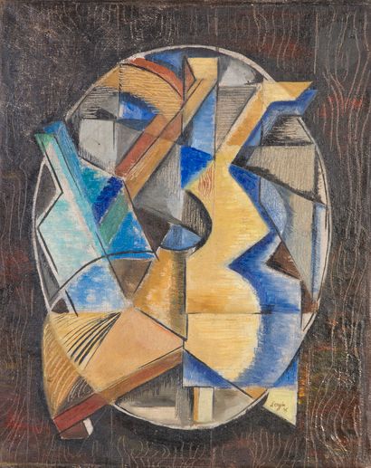 null Christian D’ORGEIX (1927-2019)
Composition cubiste à la bouteille et à la guitare,...