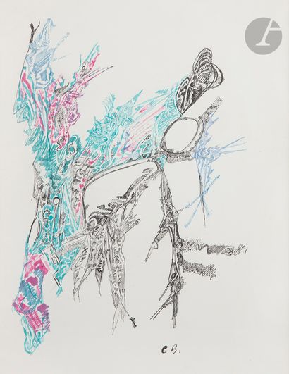 null Camille BRYEN (1907-1977)
Composition, 1950
Encre et encres de couleur.
Monogrammée...