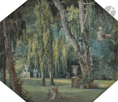 null Louis MOREAU dit L'AÎNÉ (Paris 1740-1806)
Scène animée dans un parc
Gouache.
(Quatre...