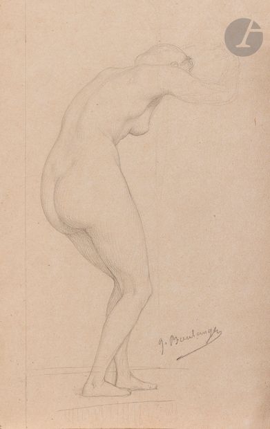null Gustave BOULANGER (Paris 1824-1888)
Femme nue, vers 1870
Crayon noir.
Signé...