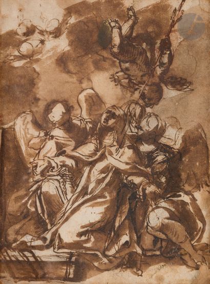 null SPANISH SCHOOL of the 17th century
The Ecstasy of Saint Teresa
Brown ink and...