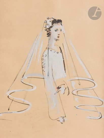  Christian BÉRARD (1902-1949)
La Mariée
Encre et gouache.
Signée et dédicacée 