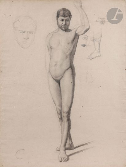 null Paul CÉZANNE (Aix-en-Provence 1839-1906)
Académie d'homme avec reprise du visage...