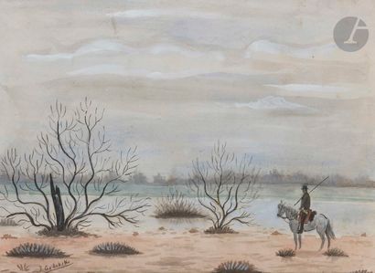null Jean GODEBSKI (1901-1990)
Camargue, rider at the edge of the pond
Gouache.
Signed...
