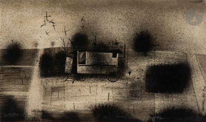 null Claude VERLINDE (1927-2020)
The wagon, 1955
Varnished ink.
Signed and dated...