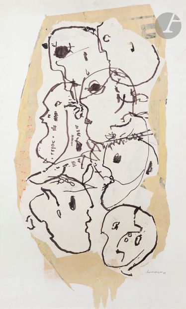 null Slavko KOPAC (1913-1995)
Group of characters, 1985
Felt pen and collage on paper...