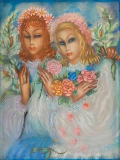 null Hélène PERDRIAT (1894-1969)
The two sisters
Pastel.
Signed lower left.
65 x...