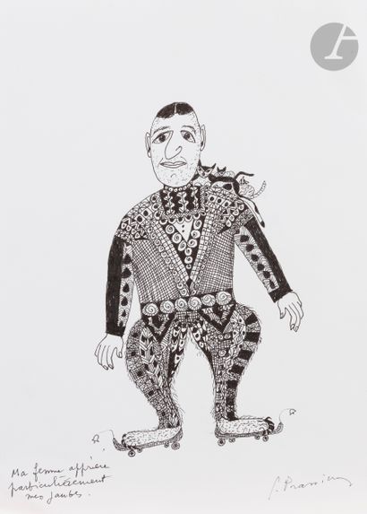 Gisèle PRASSINOS (1920-2015)
Man with cats
Ballpoint...