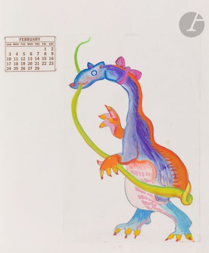 null Anna LESZNAI (1885-1966)
Calendar of friendly monsters for Lucienne, 1963
47...