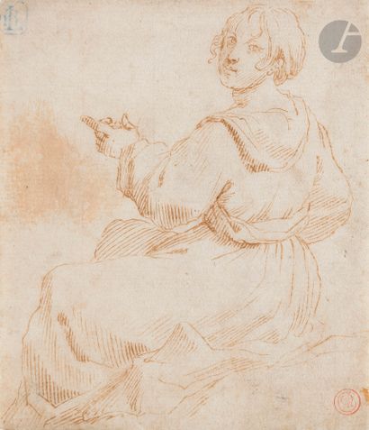 ÉCOLE ITALIENNE du XVIIe siècle 
Femme assise
Plume...