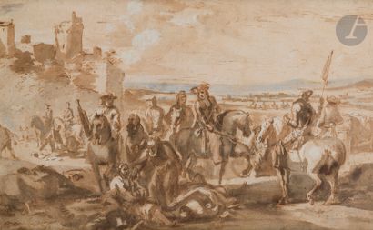 null Jacques COURTOIS (Saint-Hippolyte 1621 - Rome 1676)
After the battle 
Pen and...