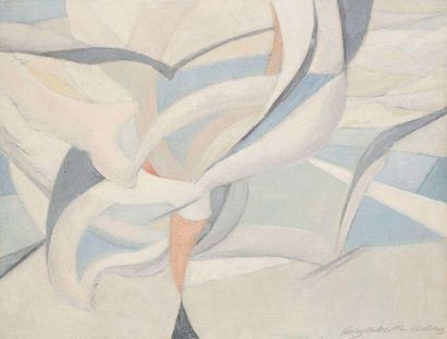 Elizabeth ADAMS (XXe siècle) Composition aux oiseaux Huile sur toile. Signée en bas...