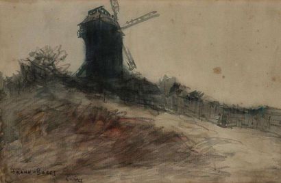 Frank - Myers BOGGS (1855-1926) Paris, Moulin à Montmartre Aquarelle et crayon gras....
