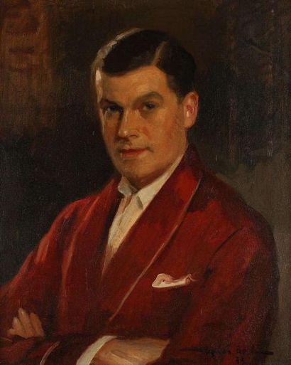 Cyprien Eugène BOULET (1877-1972) Elégant en buste, 1933 Huile sur toile. Signée...