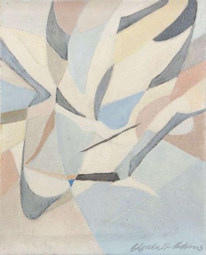Elizabeth ADAMS (XXe siècle) Composition aux oiseaux Huile sur toile. Signée en bas...