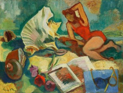 Yves ALIX (1890-1969) Baigneuse couchée, 1944 Huile sur toile. Signée en bas à gauche....