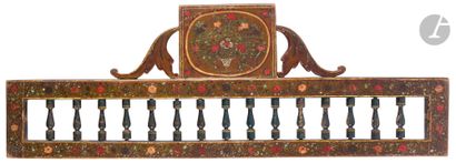 null Deux éléments de panka en bois peint et laqué, Inde du Nord, Rajasthan, XIXe...