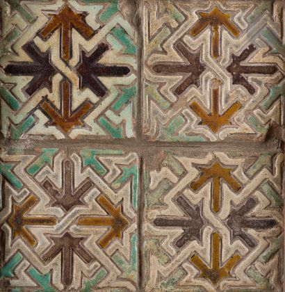 null Composition de céramiques à décor géométrique cuerda seca, Espagne, al-Andalus,...