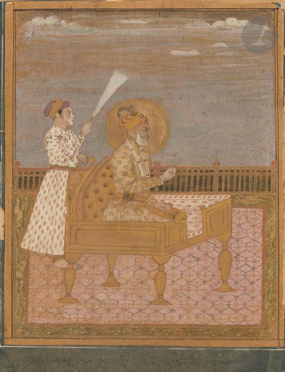 null Portrait présumé d’Aurangzeb âgé, Inde moghole provinciale, fin XVIIIe - début...