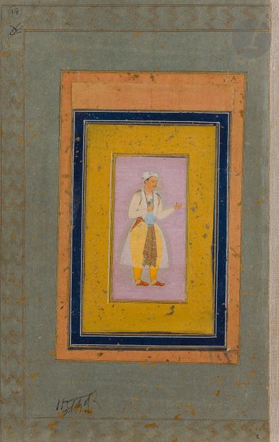 null Deux pages d’album ornées de portraits d’homme, Inde moghole, XVIIIe siècle
Gouaches...