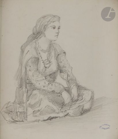 null Marie de MELFORT (1825-1907)
- Fumeur de Huqqa ; - intérieur animé ; - femme...
