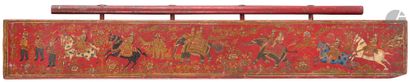 null Deux éléments de panka en bois peint et laqué, Inde du Nord, Rajasthan, XIXe...