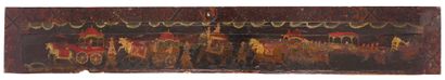 null Décors de bois polychrome, Inde, XIXe siècle
Le premier, longue planche rectangulaire...