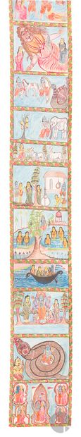 null Peinture sur papier Raslila Muradpur, Inde, XXe siècle
Long rouleau votif de...