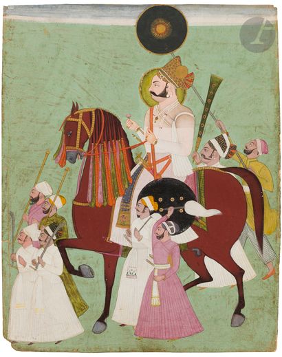 null Noble Rathor en parade, Inde du Nord, Rajasthan, Marwar, fin XVIIIe siècle
Gouache...