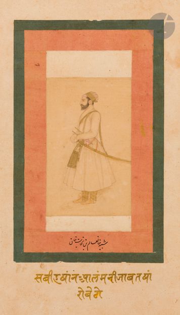 null Portrait de notable, Inde moghole, XVIIIe siècle
Dessin sur papier rehaussé...