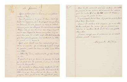 Marguerite AUDOUX (1863-1937) Romancière. 15 manuscrits autographes dont 13 signés,...