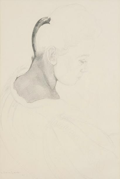 Jean - Louis BOUSSINGAULT (Paris 1883 - 1943) Portrait de femme de profil Crayon...