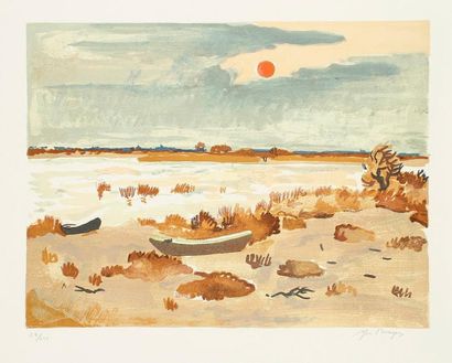 Yves BRAYER (1907-1990) Paysage de Camargue Lithographie. Signée en bas à droite...