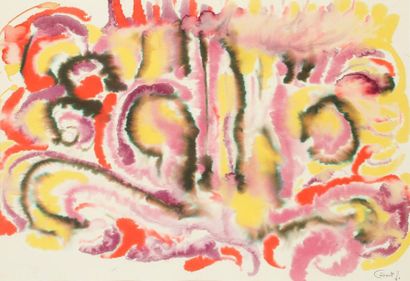 Michel CADORET (1912-1985) Composition abstraite, 1971 Aquarelle. Signée et datée...
