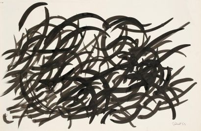 Michel CADORET (1912-1985) Composition abstraite, 1963 Encre. Signé et datée 63 en...