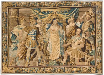 AUBUSSON
Tapestry in wool and silk decorated...