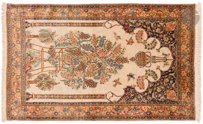 GHOUM, XXth century, silk.
Carpet with a...