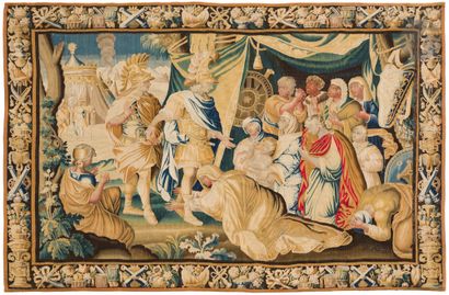 null Tapestry in wool and silk after Charles LEBRUN where we see the family of Darius...