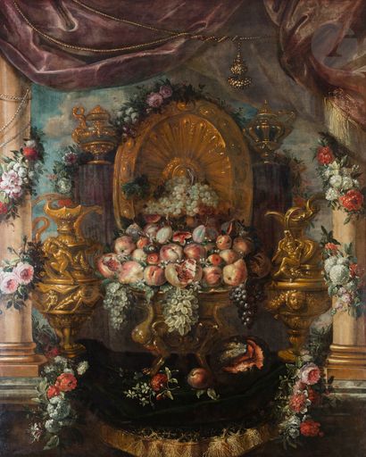 null Pierre Nicolas HUILLIOT (1674-1751)
Fruit buffet and garlands of flowers
Canvas...