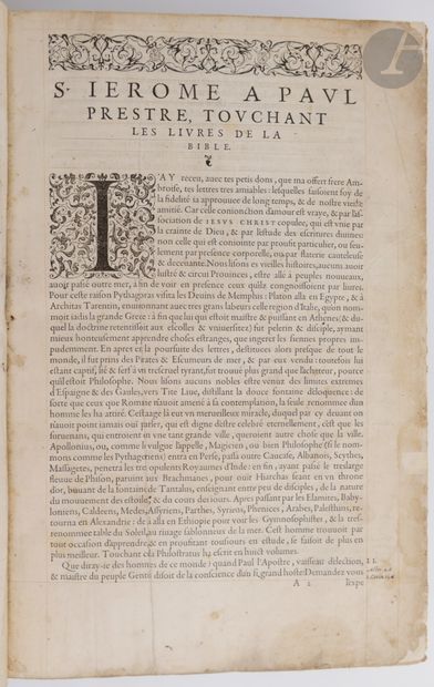 null BIBLE.
La Sainte Bible.
Lyon : Jean de Tournes, 1559. — 3 parties en un volume...