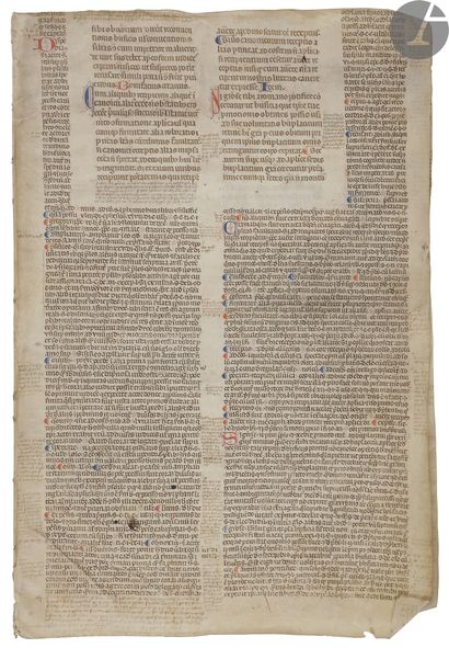 null [DROIT CANON]. [BONIFACE VIII] 
Bifeuillet manuscrit extrait du Sexte de Boniface...