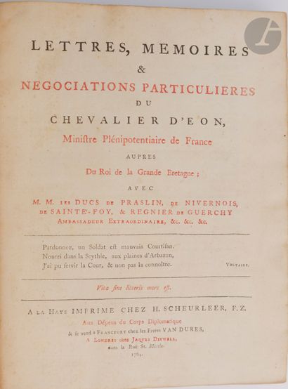 null ÉON (Charles de Beaumont d').
Lettres, Mémoires & négociations particulières...