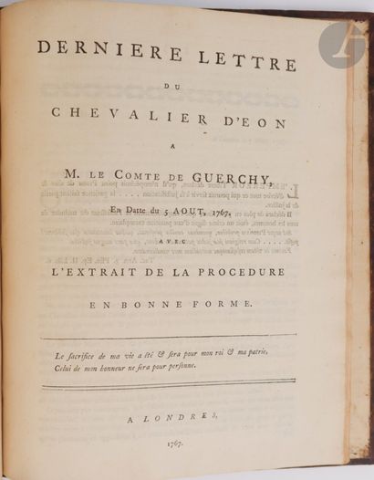 ÉON (Charles de Beaumont d').
Lettres, Mémoires...