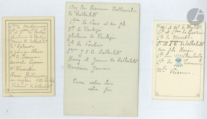 null [ROTHSCHILD FAMILY]
3 menu cards from dinners given by the Rothschild family:...