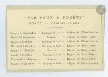 null [ROTHSCHILD - VÉNERIE]
4 invitation cards to the hunt: 
- Hunting invitation...