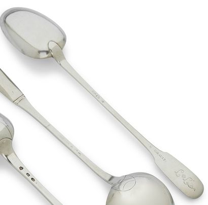null SAINT-MALO 1705 - 1707
Silver pot spoon, uniplat model, engraved horizontally...