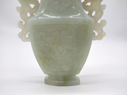 null Archaic style covered vase in hard stone, China, 20th century 
Decorated with...
